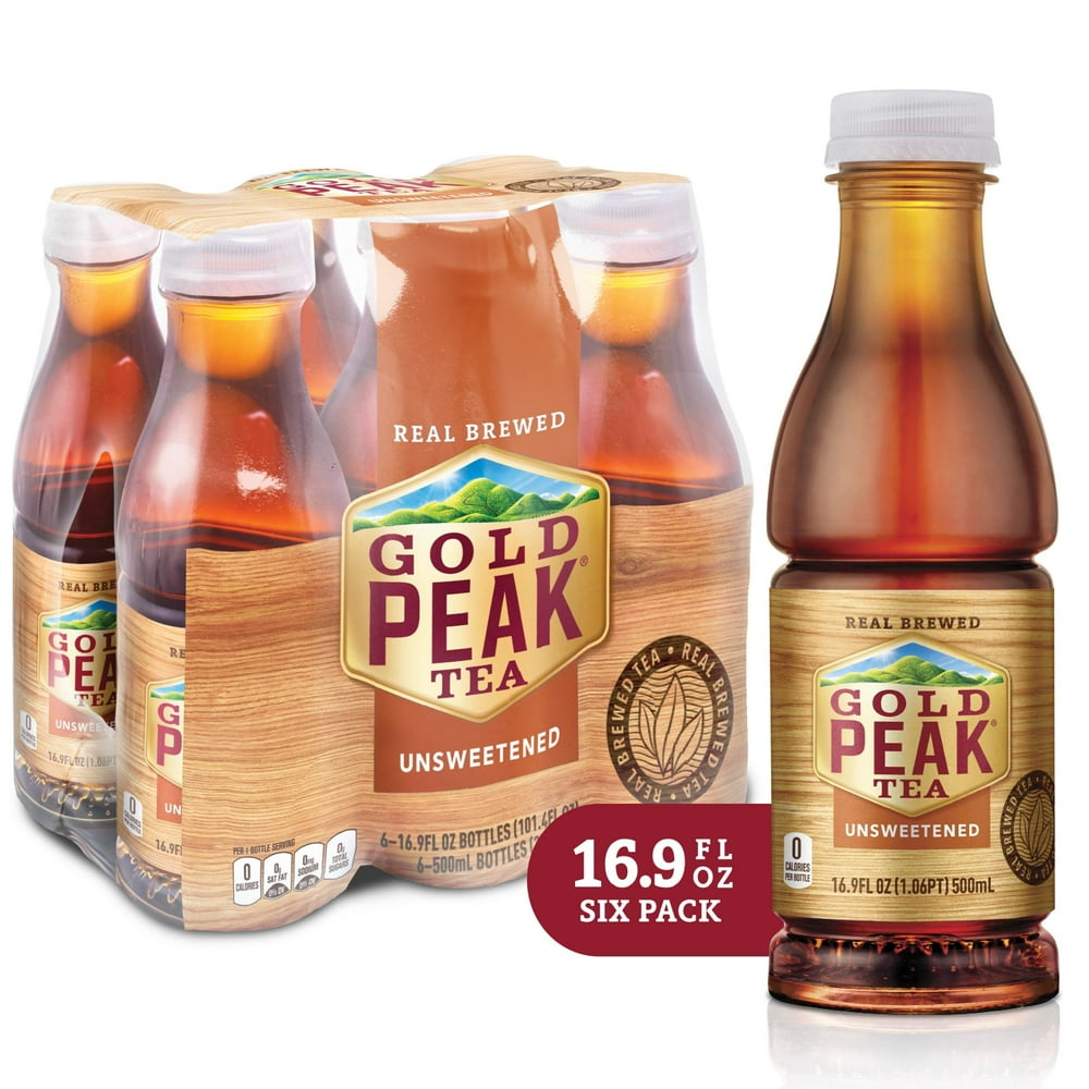 Gold Peak Unsweetened Black Iced Tea, 6 16.9 fl oz Bottles Walmart