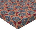 thumbnail image 4 of Ambesonne Floral Fitted Sheet, Abstract Silhouette Blossom, Twin XL Size, Dark Peach Ceil Blue, 4 of 5