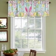 thumbnail image 4 of Happy Easter Valances for Windows, Decorative Rod Pocket Window Valance Curtains, Spring Bunny Eggs Flower Teal Wood Grain Short Curtain Drapes for Kitchen/Living Room, 2 Panels, 42" W x 18" L, 4 of 8