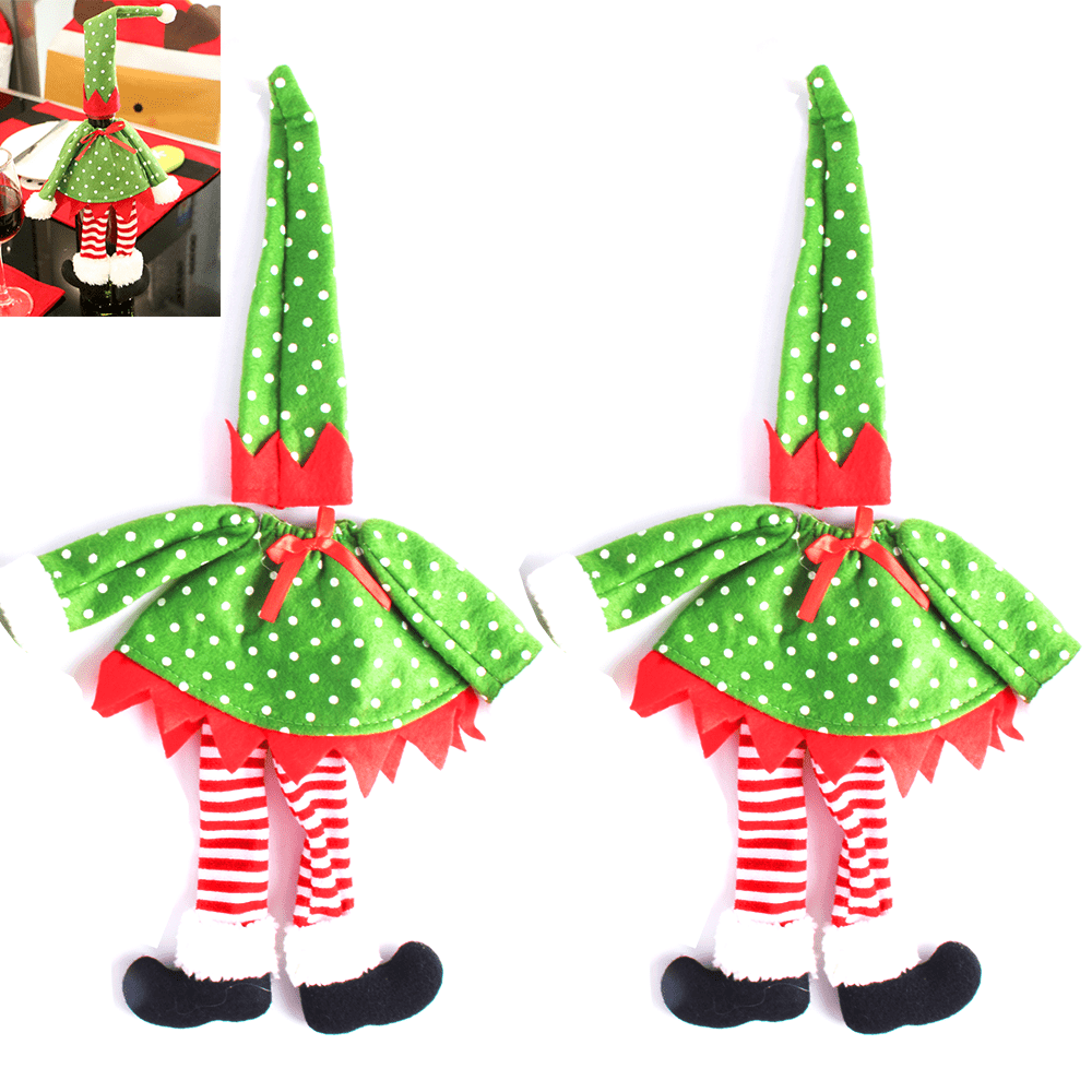 Details about    Christmas Decorations 3pcs toilet covers set wine bottle covers Christmas gifts 