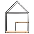 thumbnail image 1 of Estante de pared de hierro con tablero de madera para decoración del hogar y la oficina., 1 of 6