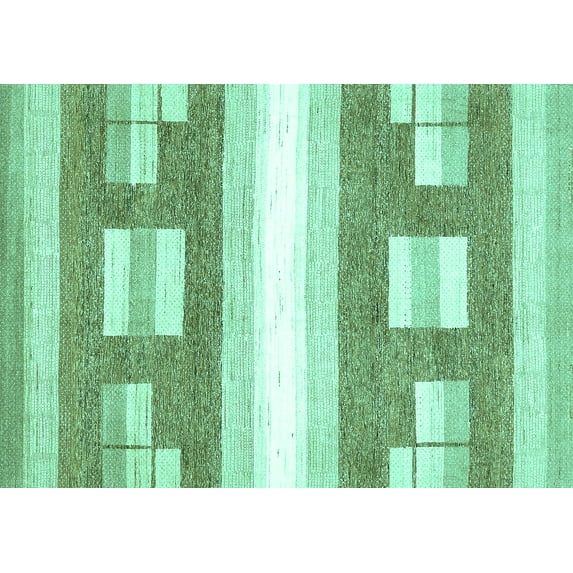 Ahgly Company Machine Washable Indoor Rectangle Solid Turquoise Blue Modern Area Rugs, 7' x 9'