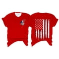 thumbnail image 2 of Hauts d'Été pour Femmes, Tenues de 4 Juillet 2024, Mode Féminine, Col Rond, Manches Courtes, Imprimé Drapeau Américain, Rouge, 2 of 3