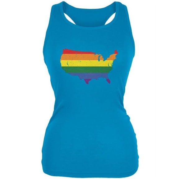 LGBT Rainbow USA Pale Blue Juniors Soft Tank Top