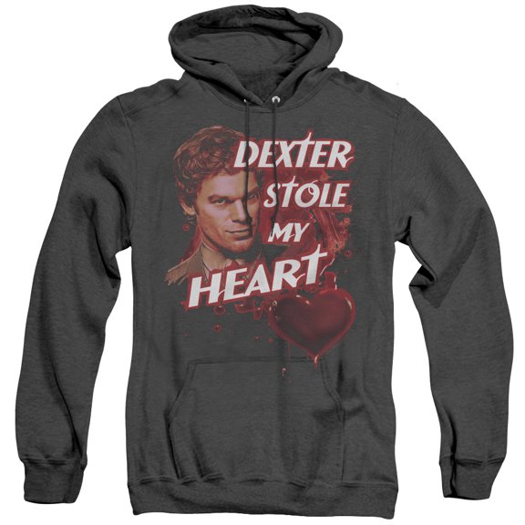 Dexter Bloody Heart Adult Heather Hoodie Sweatshirt Black