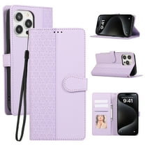 Allytechgroup for iPhone 16 Pro Wallet Case, Stylish Phone Case with Card Slots RFID Blocking Flip Stand PU Leather Shockproof Convenient Hand Wrist Case Cover for iPhone 16 Pro, Purple
