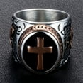 thumbnail image 4 of Mens Stainless Steel Military Holy Bless Christian Cross Signet Band Promise Ring for Promise Engagement Birthday Gift, 4 of 5