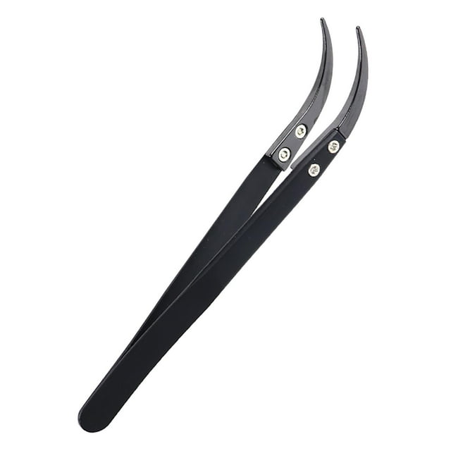 lionlar Ceramic Tweezers Stainless Steel Handle Tool Anti for Soldering Point Electronic Big Curved Tips
