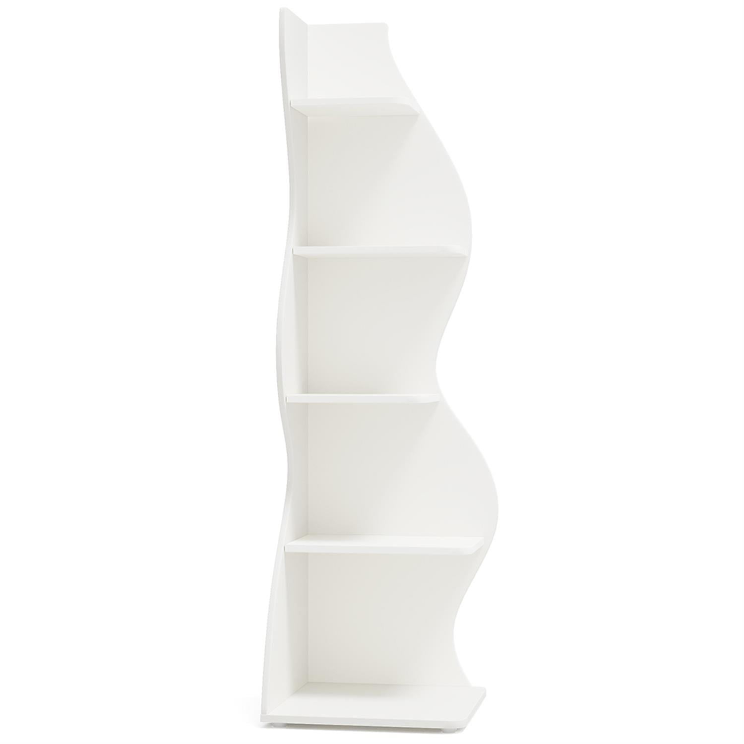 Demi Bonn 5-Tier Corner Bookcase, Wood Bookshelf Storage Organizer, 70" Tall Display Standing Shelf Unit for Bedroom, Living Room, White
