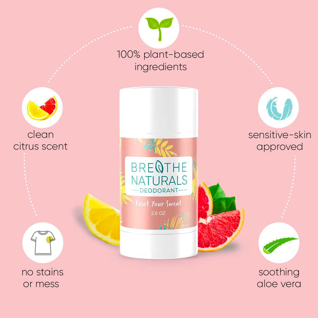 Breathe Naturals Deodorant - 24 Hour Freshness - Aluminum Free & Vegan - For Sensitive Skin, Men, Women & Kids - 2.6 oz Stick - Made in the USA - (Chick Pit Pack)