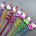 thumbnail image 2 of Pajitas de Hello Kitty Sanrio para beber, lindo parche de decoración, vajilla de fiesta para niños, seguridad para mascotas, codo de plástico de alta calidad, 2 of 4
