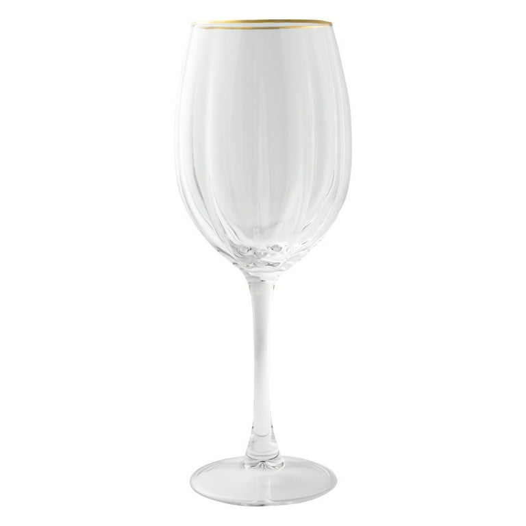 Thyme & Table Scalloped Wine Glasses with Gold Rim, Set of 4, Size: One size