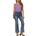 thumbnail image 3 of INSPIRE CHIC Women's Gingham Top Ruffle Shirt V Neck Cap Sleeve Plaid Blouse S Purple, 3 of 7