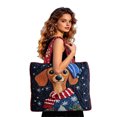 thumbnail image 3 of CLOUJI Christams Bags Christmas Cute Dog Print Overlock Quilted Tote for Commuting Casual Wear Travel Handbag, 3 of 6