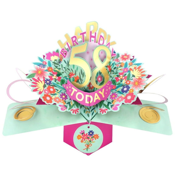 Happy 58th Birthday 58 Today Pop-Up Greeting Card Love Kate's Pop Up Cards Her