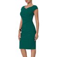 thumbnail image 5 of INSPIRE CHIC Women's Sheath Dress Pleated Side Pencil Wear-to-Work Dress 2XL Green, 5 of 7