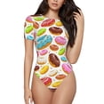 thumbnail image 1 of Balery Color Donut Body de cuello redondo de manga corta para mujer Tops de manga corta Tops básicos-Small, 1 of 7