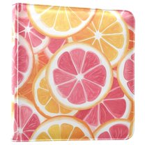 FORMRS 3 Ring Photo Album 4"x6" Self Adhesive Large Capacity PU Leather Cover, Pink Grapefruit Slices