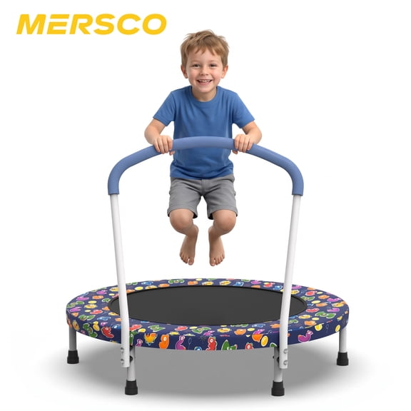 Mersco 36" Trampoline for Kids Indoor Trampoline with Handle for 2 Years Kids Print