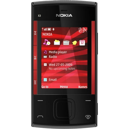 Nokia X3 Feature Phone, 2.2" LCD240 x 320, Black, Red