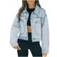 thumbnail image 2 of Abrigo de chaqueta de mezclilla con botón de bolsillo de manga larga de color sólido informal de moda para mujer Fridja  po1999, 2 of 9