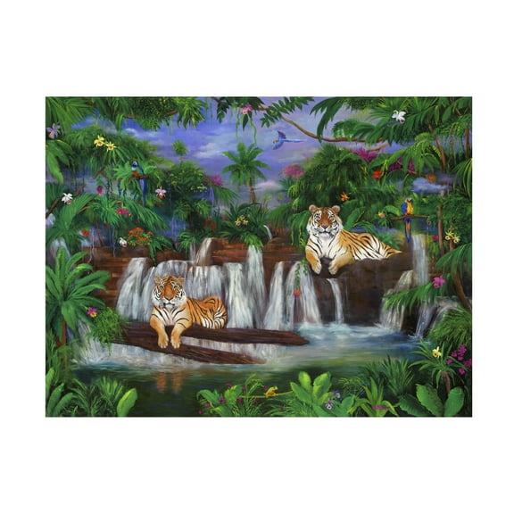 Canvas Wall Art - Betty Lou 'Tigers Falls' Wall Art for Living Room, Bedroom, or Office DÃ©cor by Trademark Fine Art - 19 x 14 Inches
