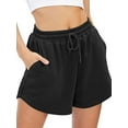 thumbnail image 3 of QAFOPEH Women Drawstring High Waisted With Pockets Solid Color Running Shorts, 3 of 7