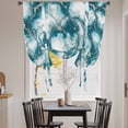 thumbnail image 3 of White Dark Green Marble Tie Up Curtains 45 Inches Long, Kitchen Window Curtains Over Sink, Modern Abstract Art Marble Crack Small Window Curtains Shade Balloon Curtains Valances for Bedroom 34"x45", 3 of 8