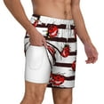 thumbnail image 3 of Balery Ladybugs on Black and White Striped1 Mens Swim Trunks Swim Shorts for Men Quick Dry Inseam Beach Shorts with Compression Liner Pocket-Large, 3 of 9