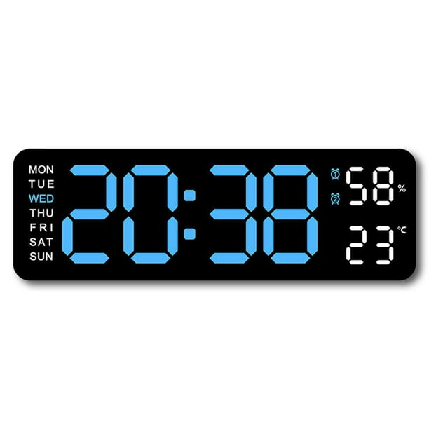 CAIROYAR Con calendario, fecha, temperatura, LED, pantalla grande, alarma de pared digital USB, Clo J σр