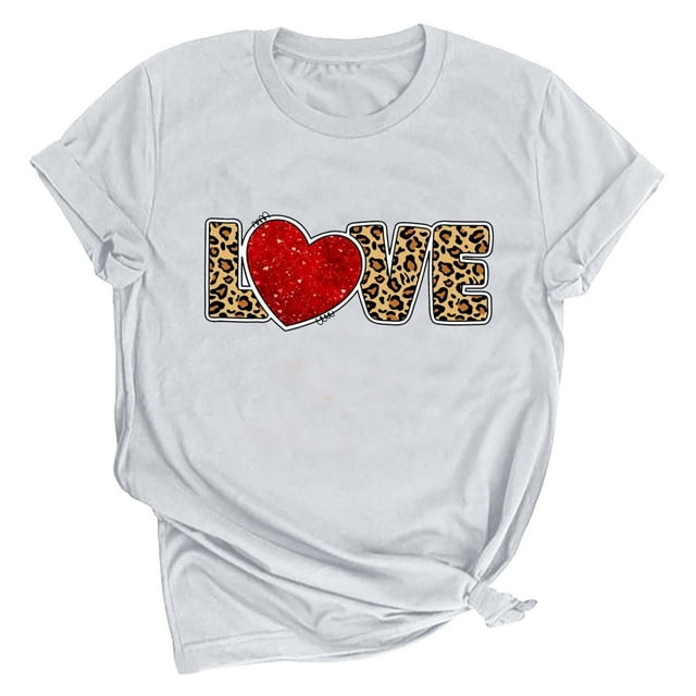Pisexur Valentines Day T-shirt Top Femmes Imprimé Manches Courtes Haut Manches Courtes Col Rond Haut Chemise