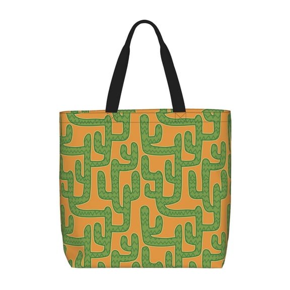 Honeii Cactus 2 Print Tote Bag, Reusable Grocery Shopping Bag,Shoulder Bag with Inner Pocket