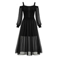 thumbnail image 2 of Plus Size Halloween Dress for Women Cold Shoulder Lace Up Long Sleeve Mesh Gown Costume Party, 2 of 8