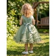 thumbnail image 4 of IBTOM CASTLE Baby Flower Girl One Shoulder Formal Wedding Dress 1st 2nd Birthday Cake Smash Outfits Toddler Prom Pageant Ball Gown 5-6 Years Green, 4 of 7