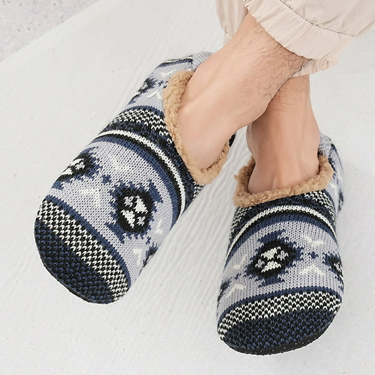 Mens Cozy Soft Sole Slipper Socks With Non Skid Bottoms, Warm