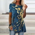 thumbnail image 1 of ICHUANYI Clearance Fashion Woman Causal Round Neck Printing Blouse Short Sleeve T-Shirt Summer Tops(Navy, XXL) ICHUANYI WER2023080703140, 1 of 5