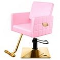 thumbnail image 2 of Baasha Professional Pink and Gold Salon Chair, Comfortable Beauty Salon Chair with Shiny Gold Accents, Upgrade Hydraulic Pump, Stain-Resistant Hair Stylist Chair, Weight Capacity up to 330 lbs, 2 of 7