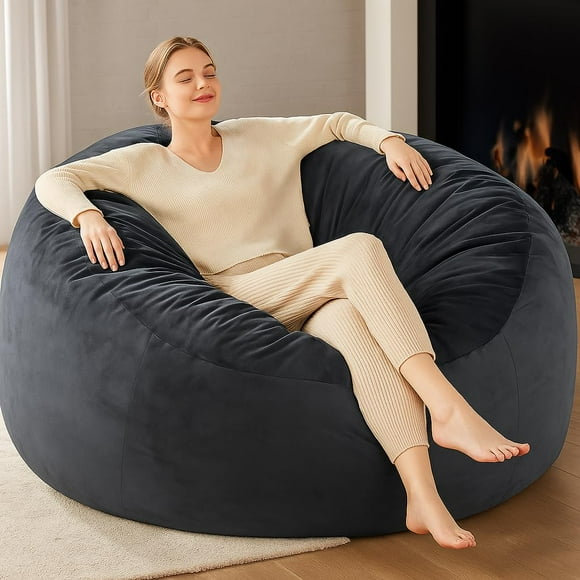 Puf Codi Big Giant con relleno, 150 cm, color gris antracita