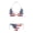 American Flag Pattern, variant on Black and Red Graffiti Design Polyester Spandex Swimwear Elastic String Adjustable Plus Size Professional Sutures