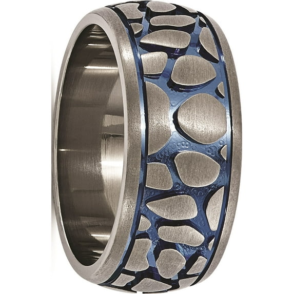 Titanium Edward Mirell Blue Anodized Brushed 10mm Band (Size 12) Made In United States emr268-12