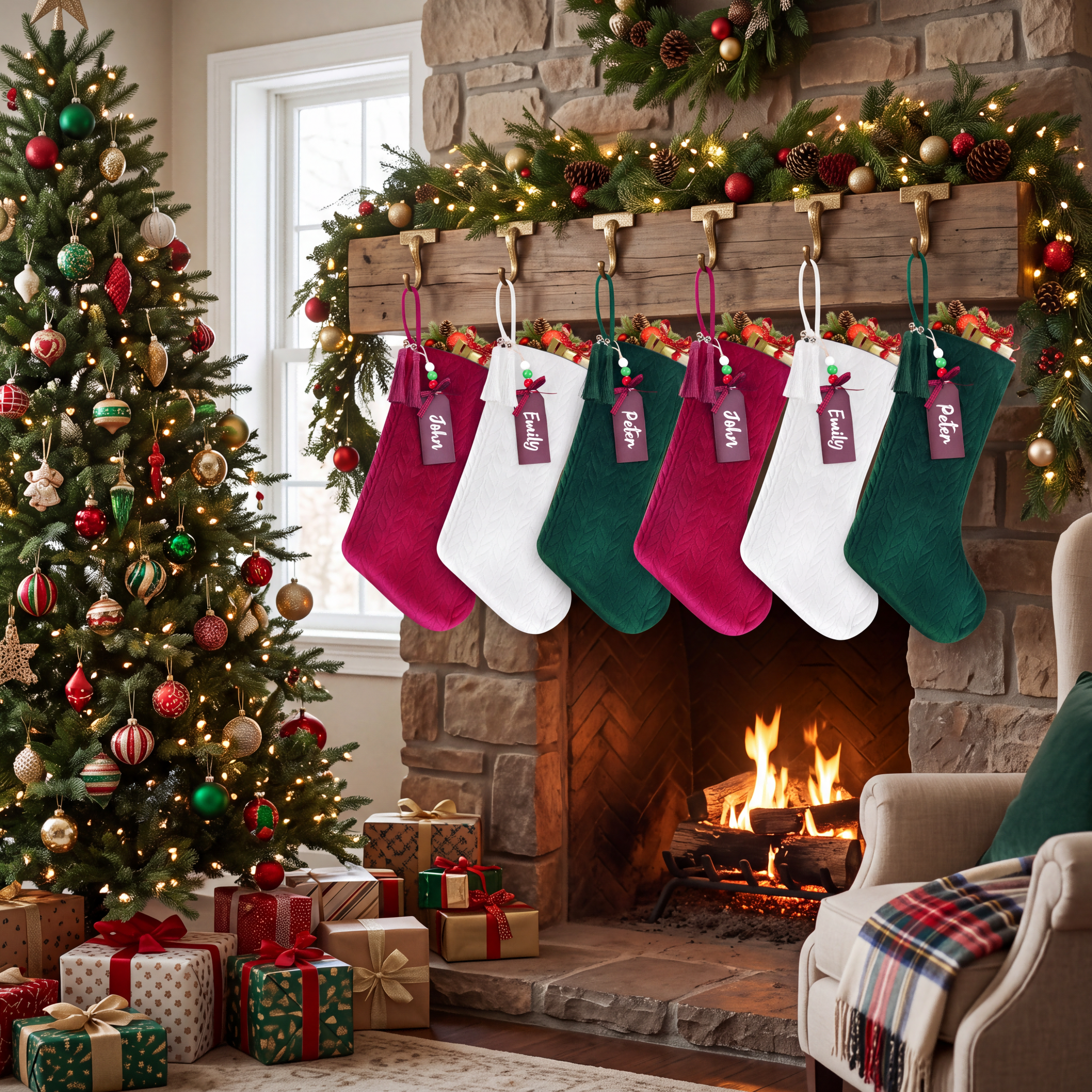 Yexmas 6-Pack 20-Inch Personalized Velvet Christmas Stockings photo 4