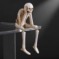 thumbnail image 6 of Sitting Skeleton Figurine, 20 cm Resin Skull Statue, Adjustable Joints Gothic Desk Decor for Halloween Shelf, 6 of 7