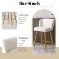 thumbnail image 2 of Dayalane Modern Upholstered Counter Height Bar Stools Set of 2, 26 Inch Velvet Barstools with Back, Comfy Bar Stools with Metal Legs for Kitchen Counter, Island Stools for Restaurants,Bar,Cream, 2 of 7