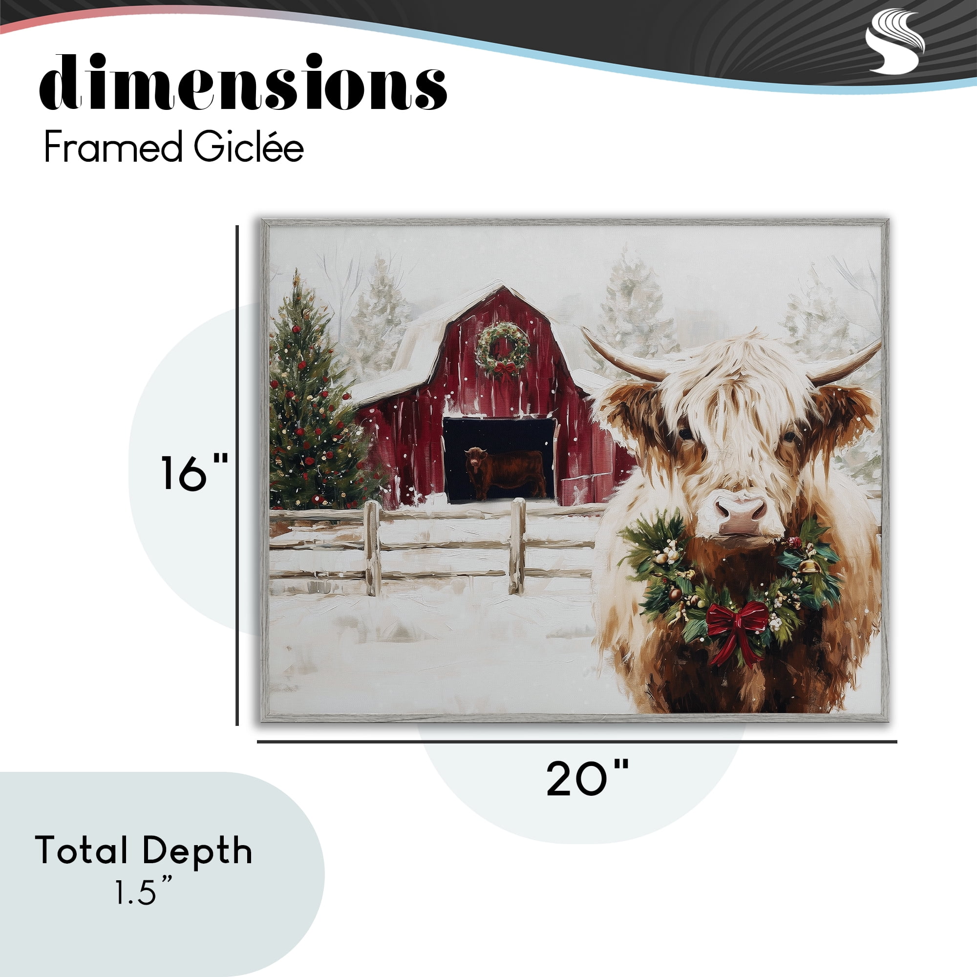 Stupell Industries Snowy Farm Scene Cattle Gray Framed Giclee Art, design by Acorn & Ivory Designs