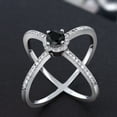 thumbnail image 3 of Gem Stone King 1.51 Ct Round Black Sapphire 925 Sterling Silver Criss Cross X Ring (Size 5), 3 of 5