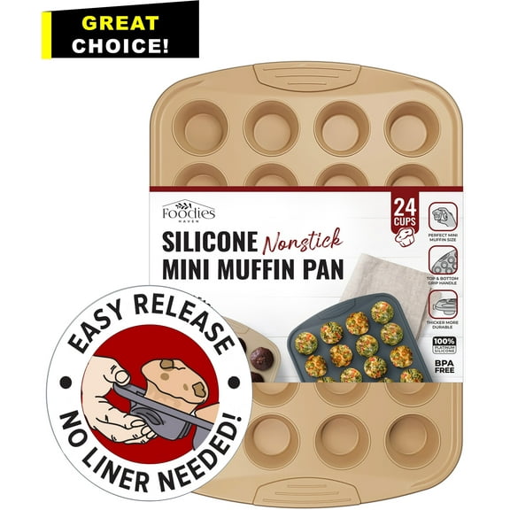 Silicone Mini Muffin Pan 24-Cup Mini Cupcake Molds for Baking