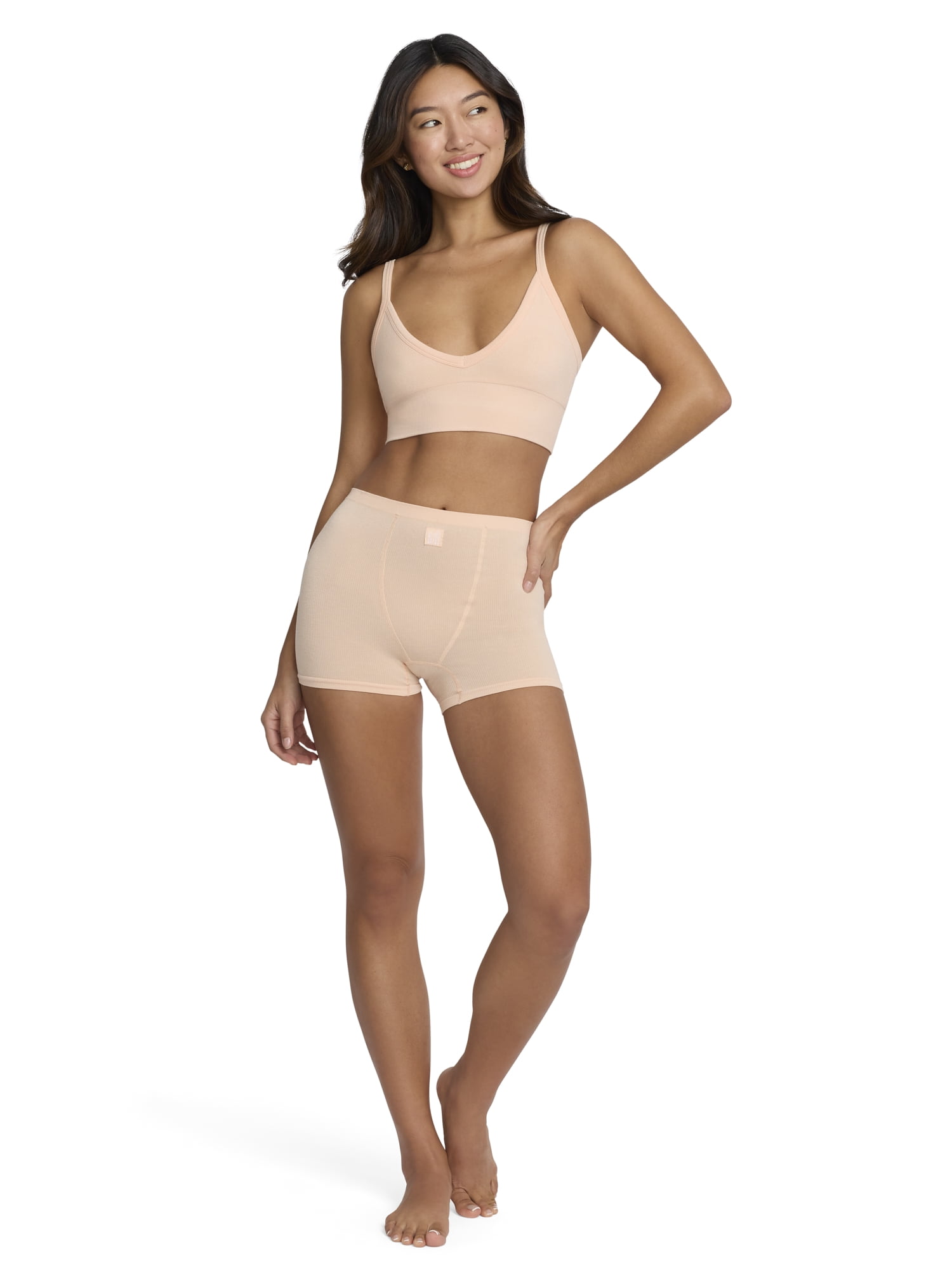 Mills by Millie Bobby Brown Women's Softie Ribbed V-Neck Bralette, Sizes XS-XXXL