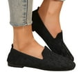 thumbnail image 5 of Xfvqtps Ladys Single Shoes Knit Square Toe Flat Bottom Solid Color Breathable Comfortable Mesh Casual Shoes Fashion Ventilate Ballet Shoes Black, 5 of 9