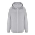 thumbnail image 4 of Winter Fall !Homenesgenics Womens Tops under $5 Fleece Warm Women Casual Hooded Slim Zipper Fleece Sweater Coat Gray L, 4 of 7