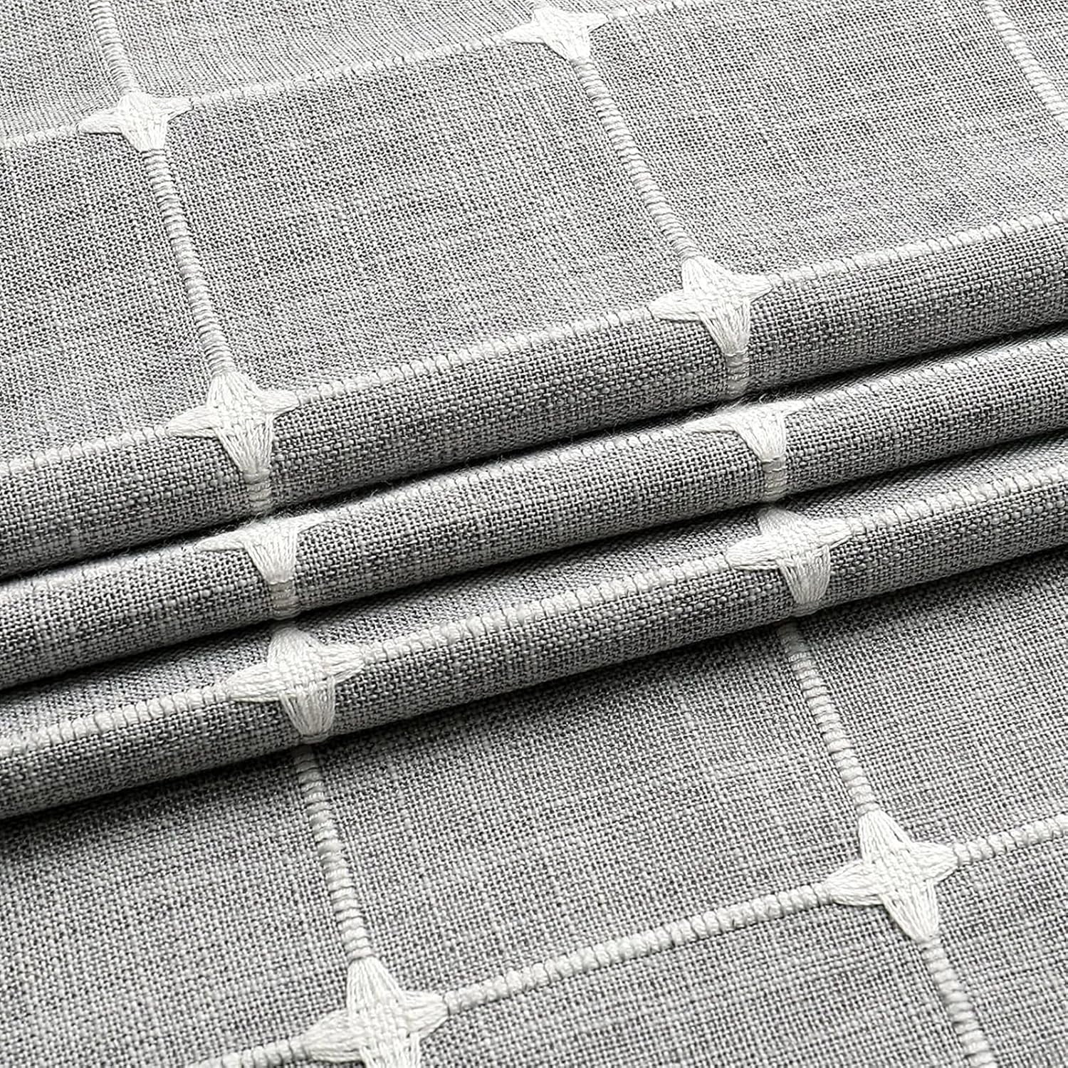 Zrodlmo Boho Farmhouse Shower Curtain with Hooks Rustic Cottagecore Fabric Bathroom Curtain with Tassels, 72" x 72", Gray